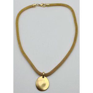 Maxine Denker Matte Gold Tone‎ Mesh Pendant Necklace